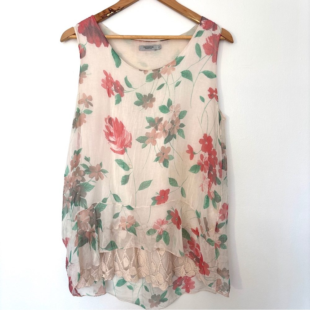 Tendenze Silk Floral Sleeveless Top